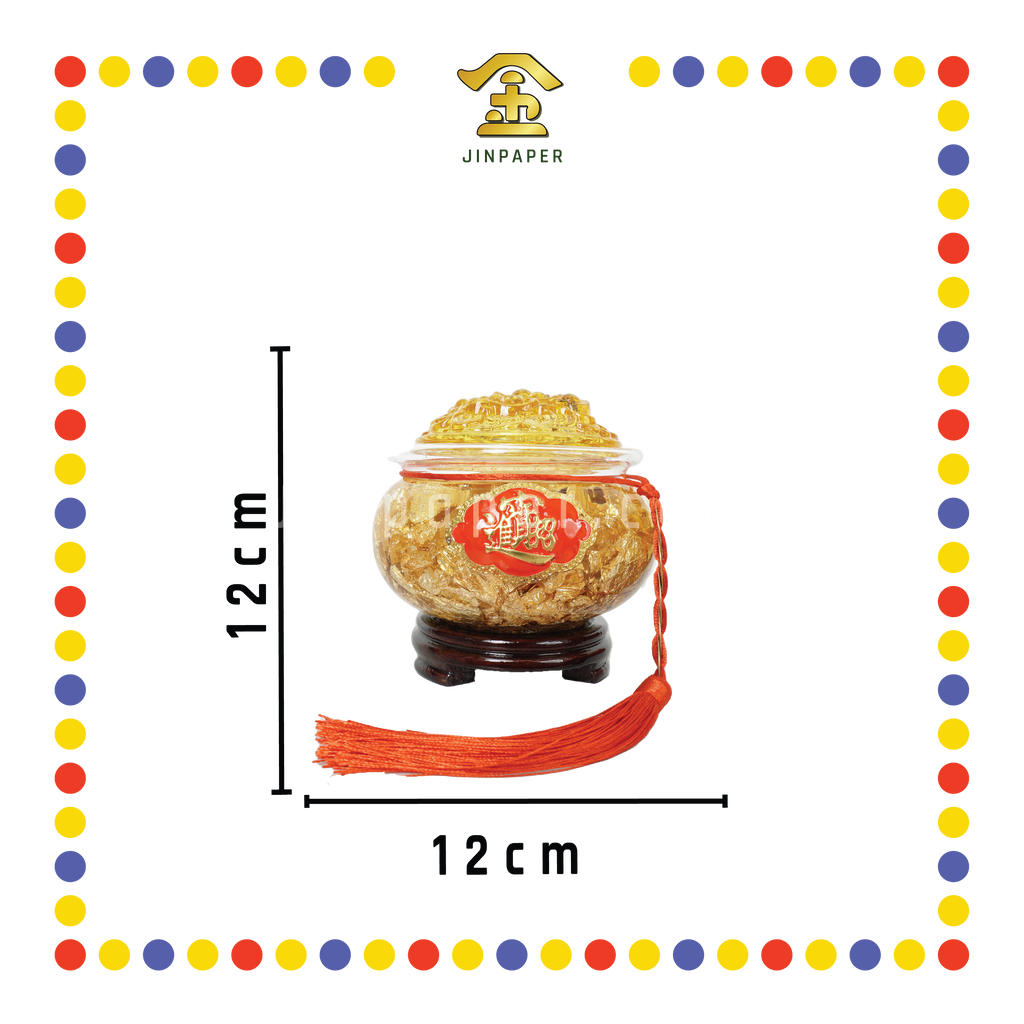 LUCKY GOODS【大号/中号】金箔水晶元宝盖聚宝盆