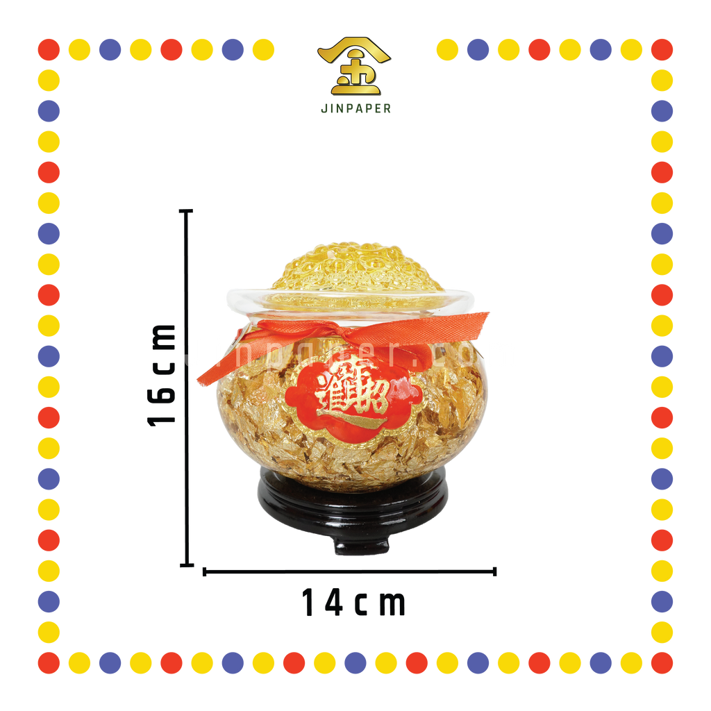 LUCKY GOODS【大号/中号】金箔水晶元宝盖聚宝盆