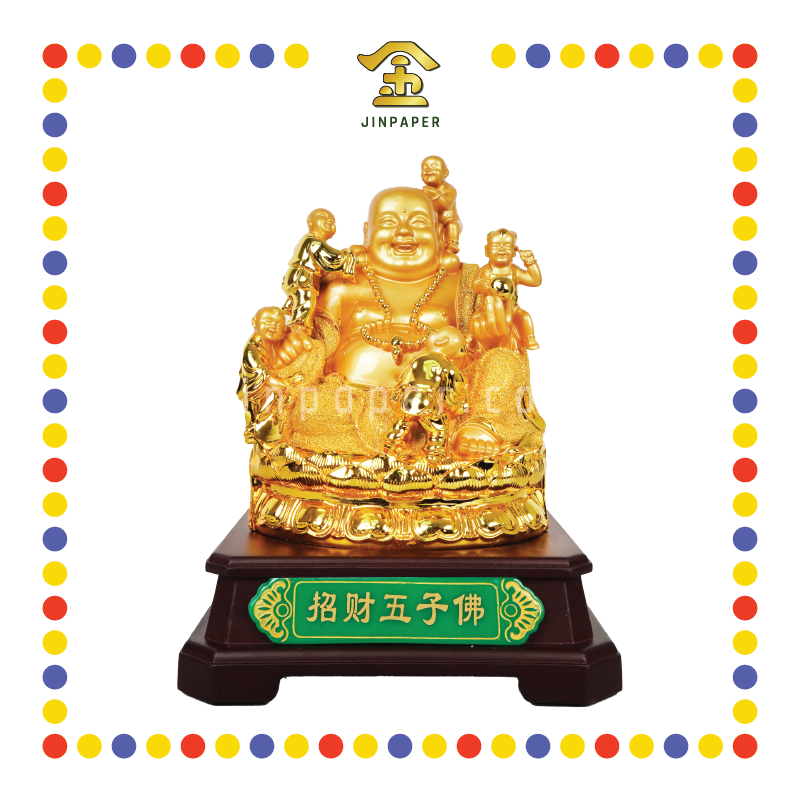LUCKY GOODS 16" 镀金招财五子笑佛