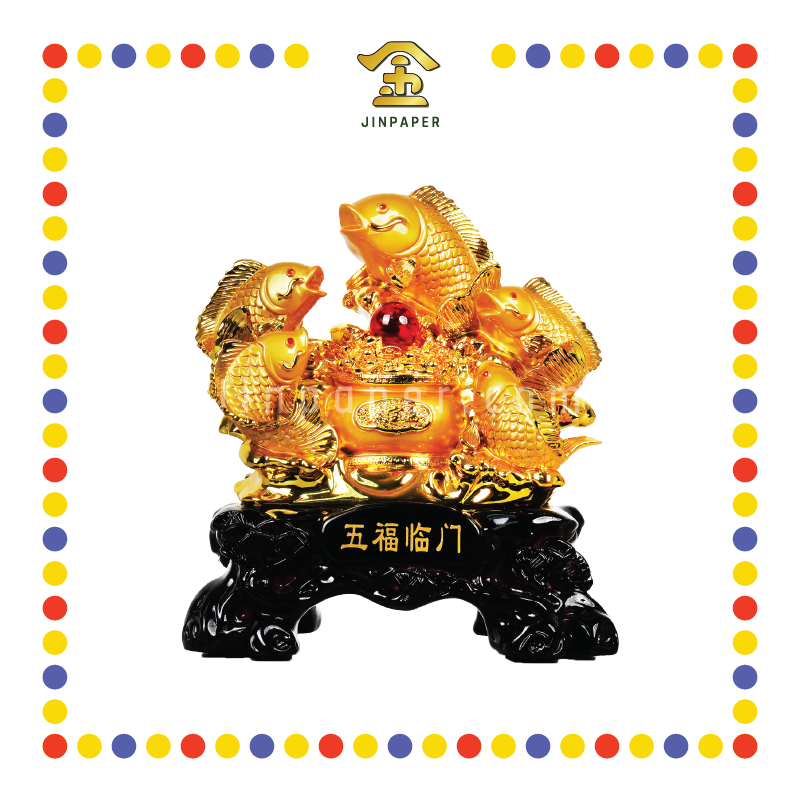 LUCKY GOODS 12寸 镀金五福临门鱼