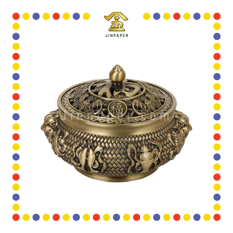 PRAYING CENSER 中 八吉祥铜净炉