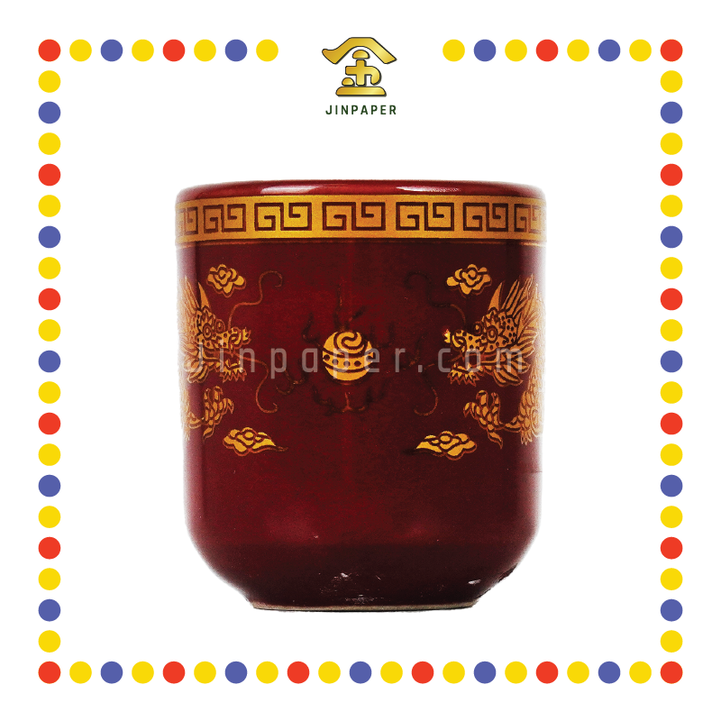 PRAYING CUP 朱红 双龙桶形杯