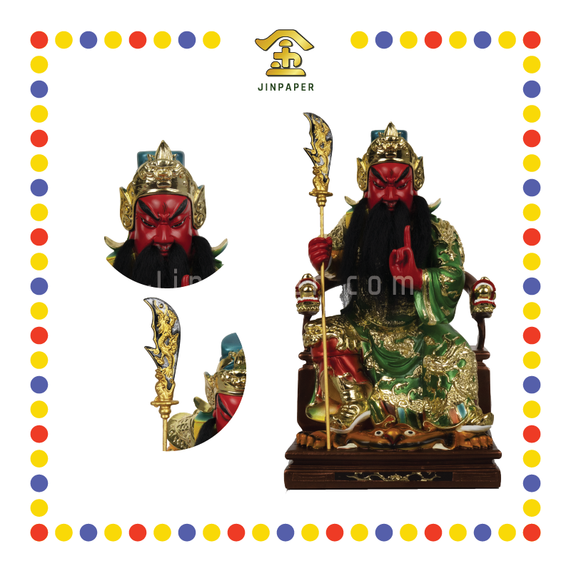PRAYING STATUE 16寸 珍珠漆树脂剑指关公