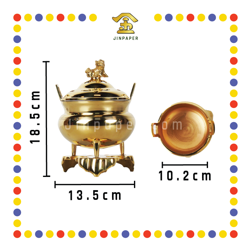 PRAYING CENSER 加大 铜光身宣炉 (香炉)