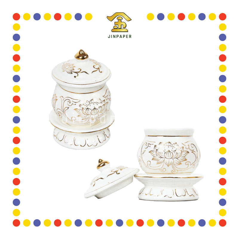 PRAYING CUP 小浮雕莲花圣水杯(白)