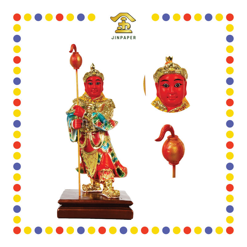 PRAYING STATUE 10寸 树脂珍珠漆文武判官(对)