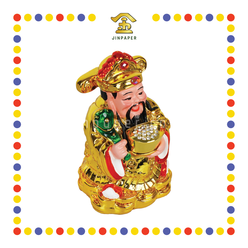 PRAYING STATUE 10½cm 站镀金拿元宝财神