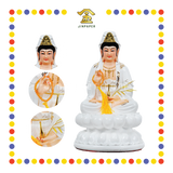 PRAYING STATUE 12寸 汉白玉观音(全白金花边)