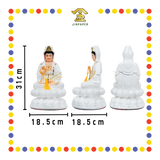 PRAYING STATUE 12寸 汉白玉观音(全白金花边)