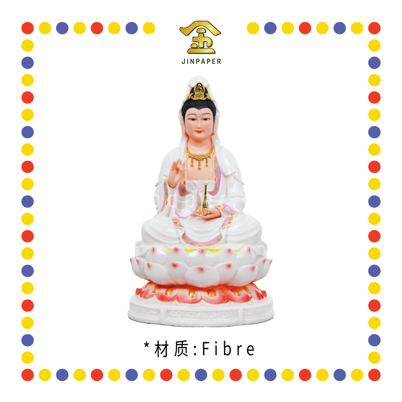 PRAYING STATUE 12寸 粉彩边红莲花观音