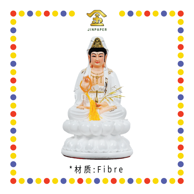 PRAYING STATUE 12寸 汉白玉观音(全白金花边)