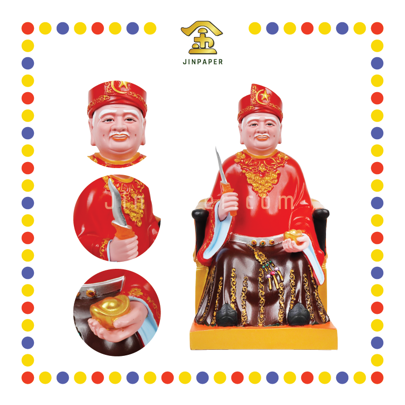 PRAYING STATUE 12寸 坐椅皇帽MISAI红衣拿督公/刀