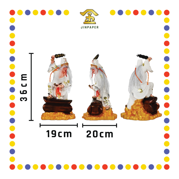 PRAYING STATUE 14寸彩色金钱底站棺材大二伯爷(对) - JinPaper