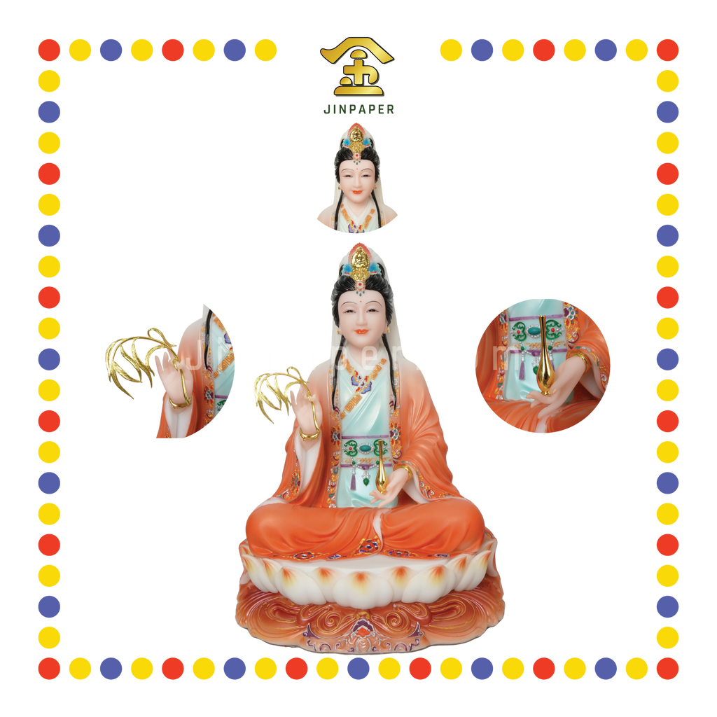 PRAYING  STATUE 16寸 实心红衣妙善观音