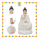 PRAYING STATUE 16寸 高温肤色描金坐莲观音