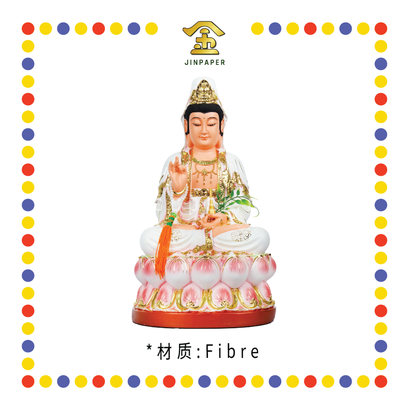 PRAYING STATUE 16寸 树脂全莲观音(白衣肤脸)
