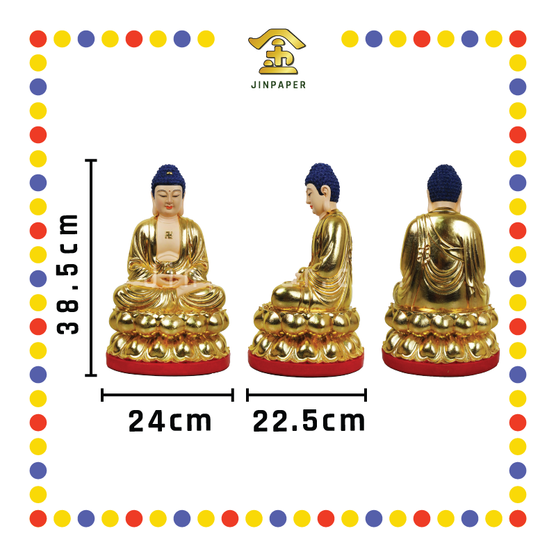 PRAYING STATUE 16寸 素金粉面如来佛