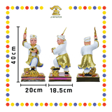 PRAYING STATUE 16寸 站踩虎白衣白苏丹帽拿督公