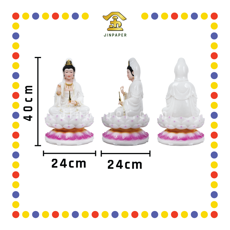 PRAYING STATUE 16寸 描金边粉莲观音