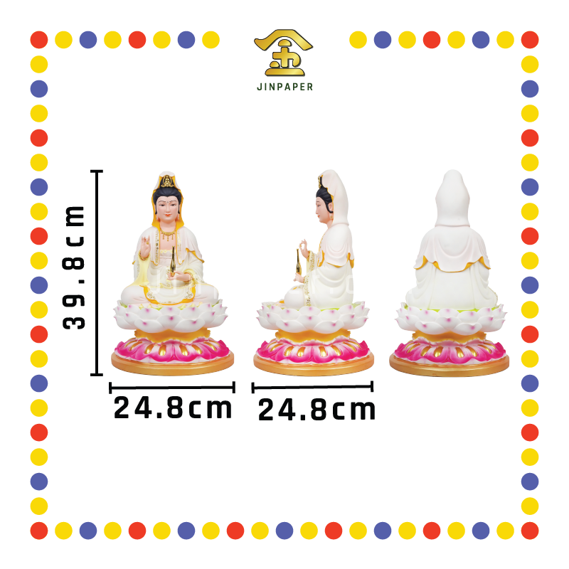 PRAYING STATUE 16寸 彩色粉白莲花观音