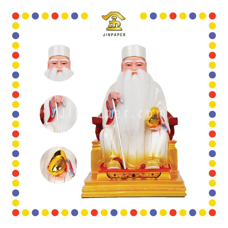 PRAYING STATUE 16寸 真须白衣白拐拿督公
