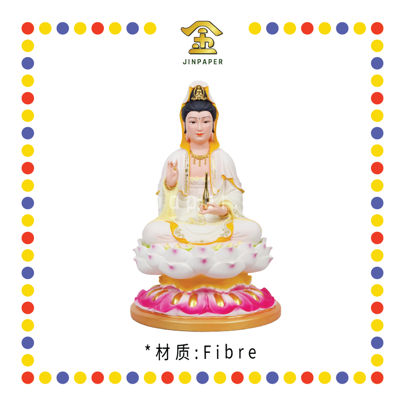 PRAYING STATUE 16寸 彩色粉白莲花观音