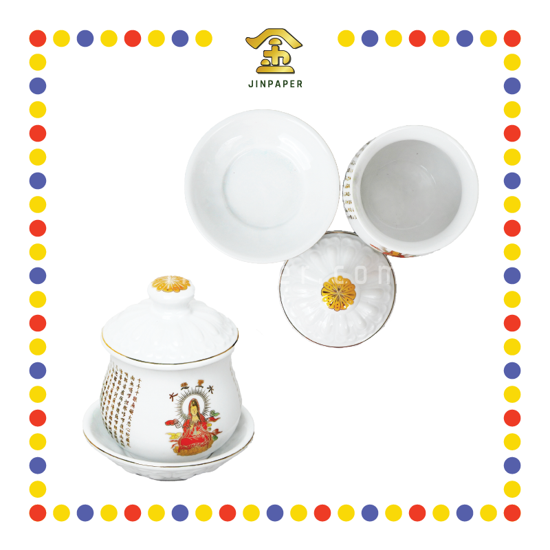 PRAYING CUP【小号/中号/大号】白地描金大悲咒佛杯