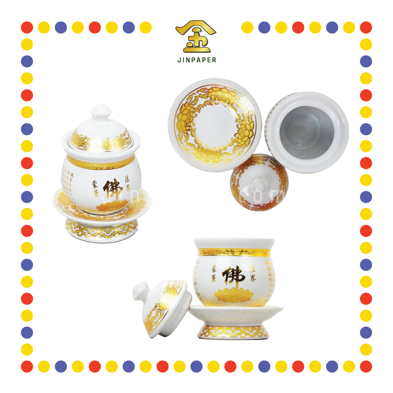 PRAYING CUP【小号/中号/大号】白地描金佛经佛杯