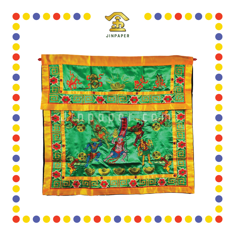 CLOTH EMBROIDERY 1米 五鬼(绿色)密绣桌围