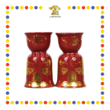 PRAYING CANDLESTICK 3号 朱红描金双龙烛台