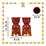 PRAYING CANDLESTICK 3号 朱红描金双龙烛台