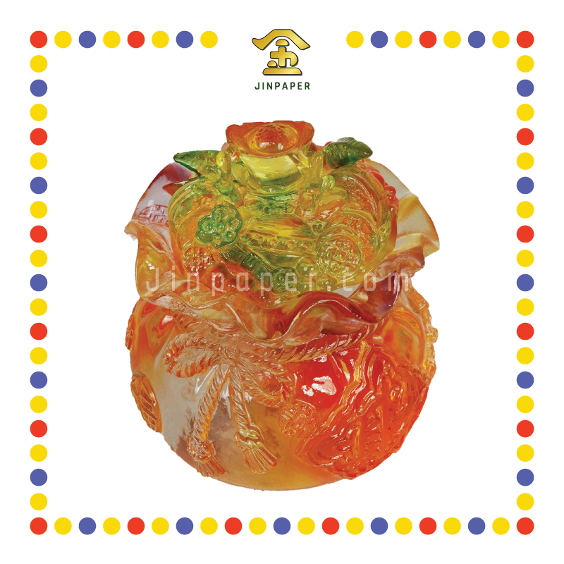 LUCKY GOODS 4寸 仿琉璃钱袋聚宝盆