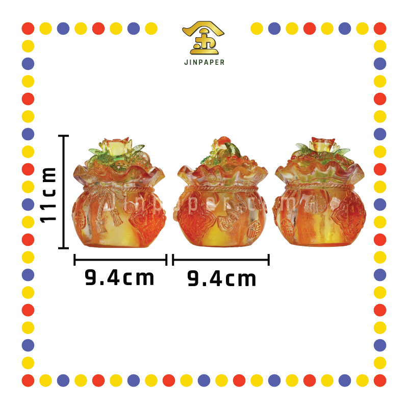 LUCKY GOODS 4寸 仿琉璃钱袋聚宝盆