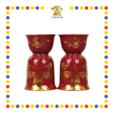 PRAYING CANDLESTICK 4号 朱红描金双龙烛台