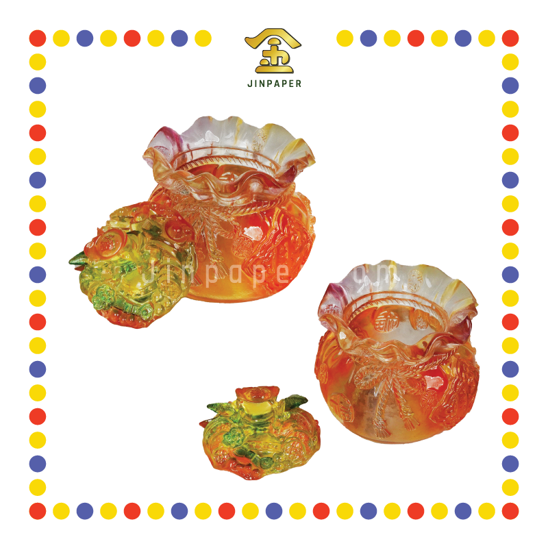 LUCKY GOODS 4寸 仿琉璃钱袋聚宝盆