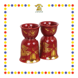 PRAYING CANDLESTICK 4号 朱红描金双龙烛台