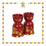 PRAYING CANDLESTICK 5号 朱红描金双龙烛台