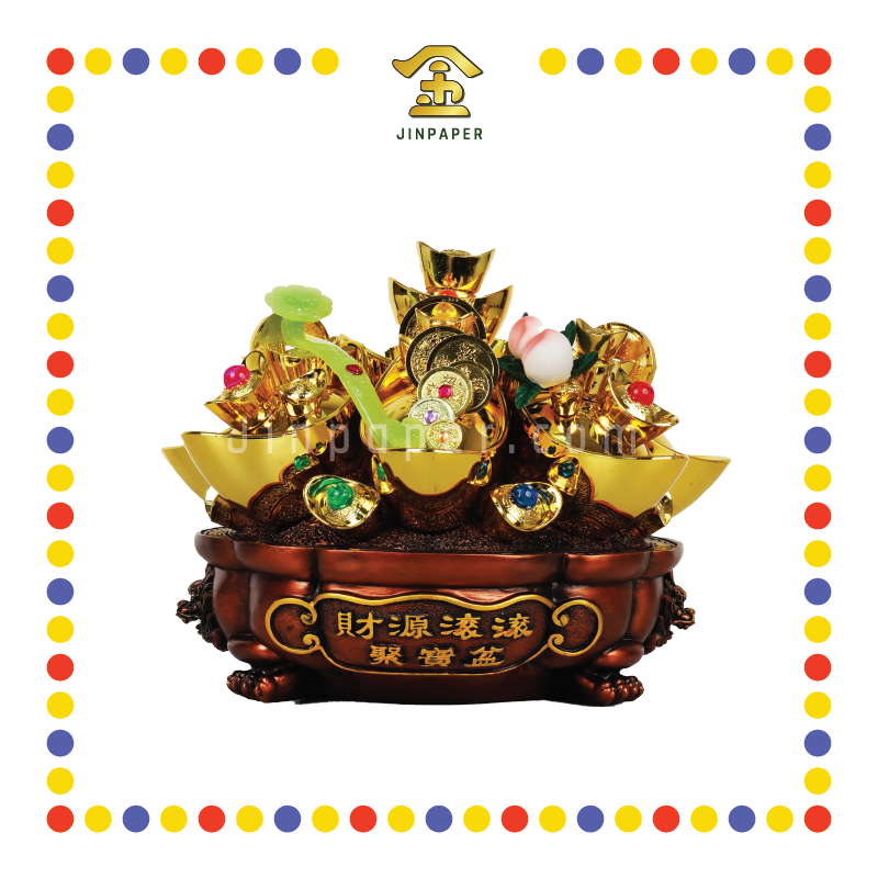 LUCKY GOODS 6寸 红铜色财源滚滚聚宝盆