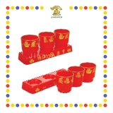 PRAYING CUP 882A 3头高型黄梨发字套杯
