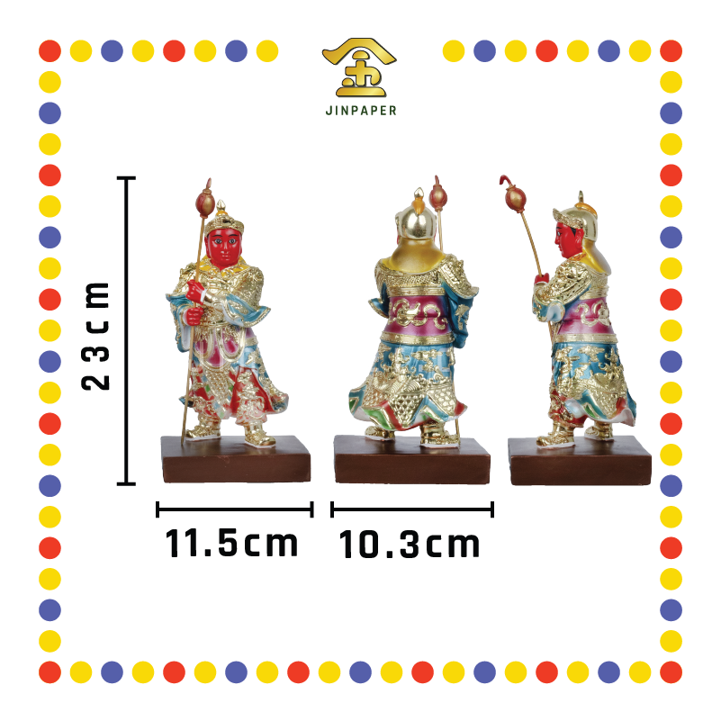 PRAYING STATUE 8寸 树脂珍珠漆文武判官(对)