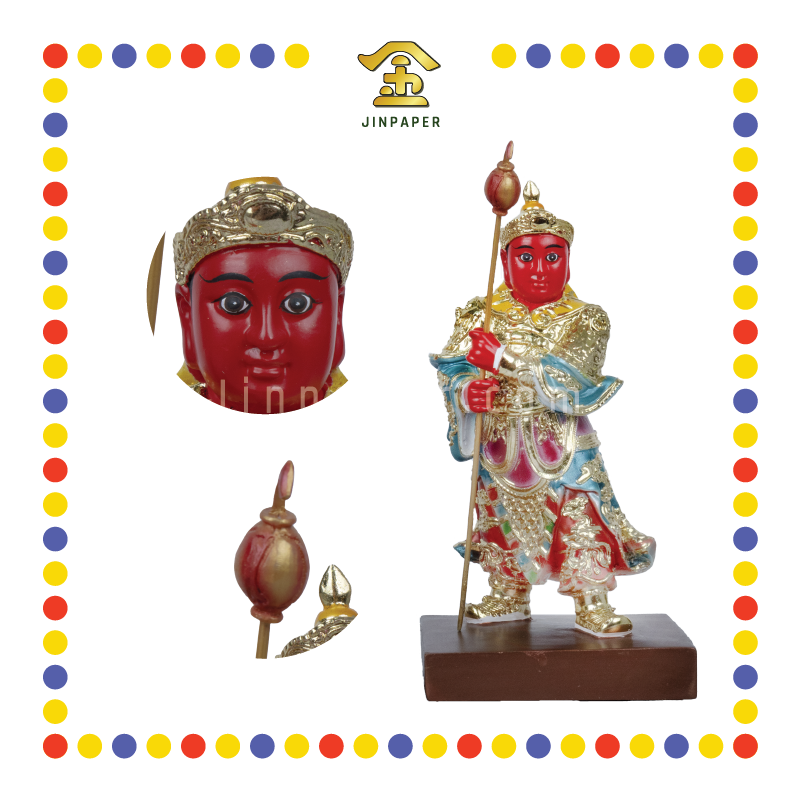 PRAYING STATUE 8寸 树脂珍珠漆文武判官(对)
