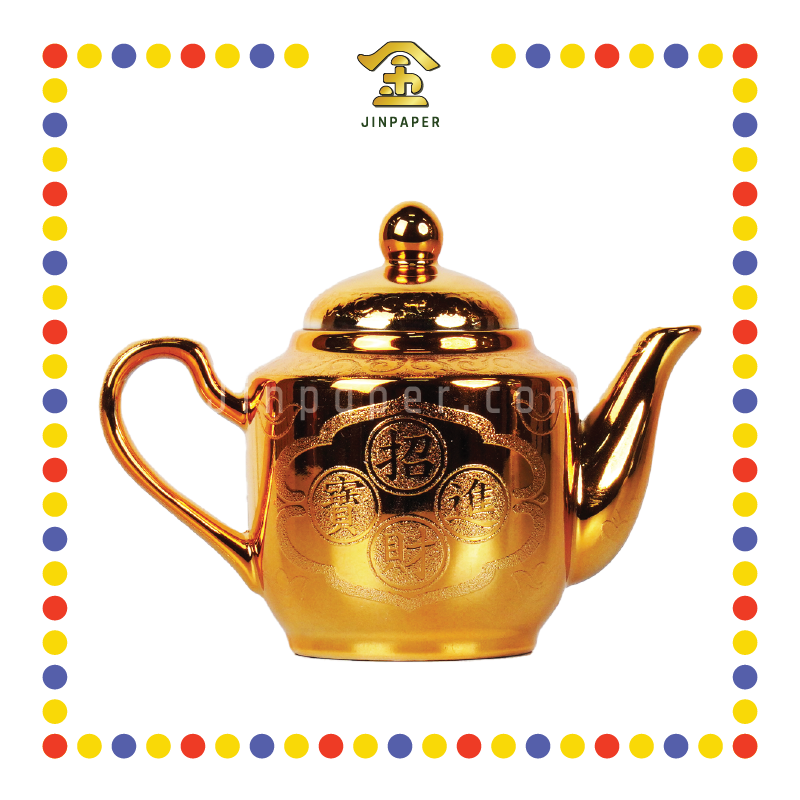 PRAYING TEAPOT 中号沙金金四字茶壶