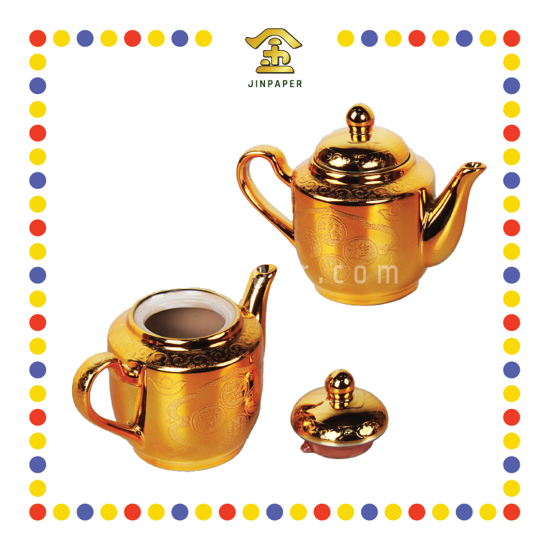 PRAYING TEAPOT 中号沙金金四字茶壶