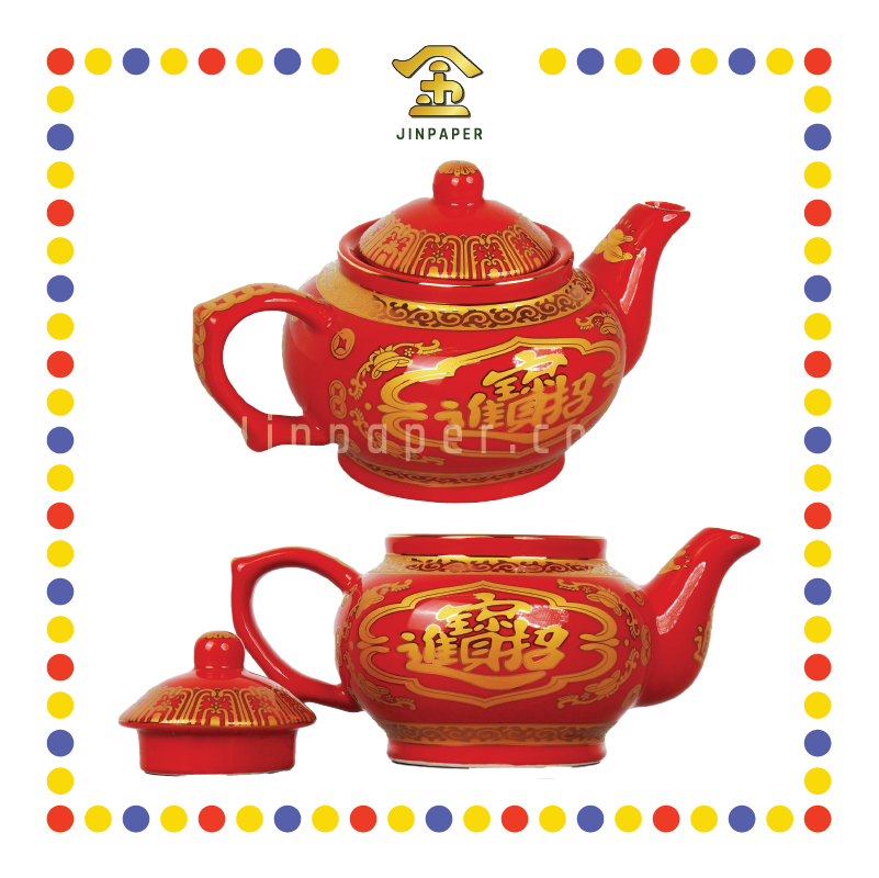 PRAYING TEAPOT 旗红 特大号招财茶壶