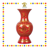 PRAYING VASE 10寸 旗红宝钱招财富贵花瓶