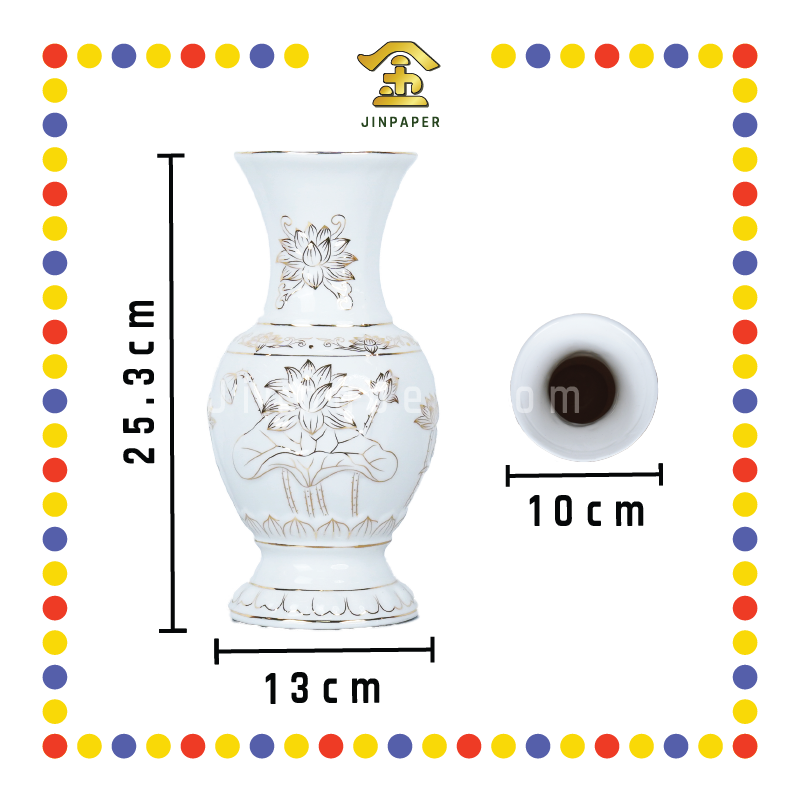 PRAYING VASE 10寸 浮雕莲花花瓶(白)
