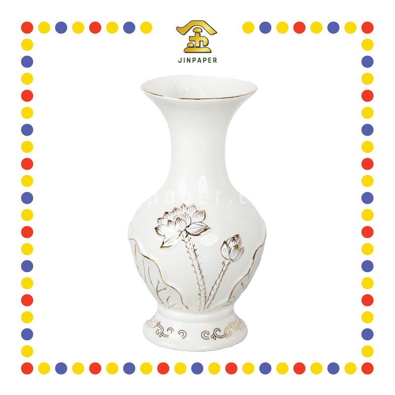 PRAYING VASE 10寸 强化浮雕描金莲花花瓶