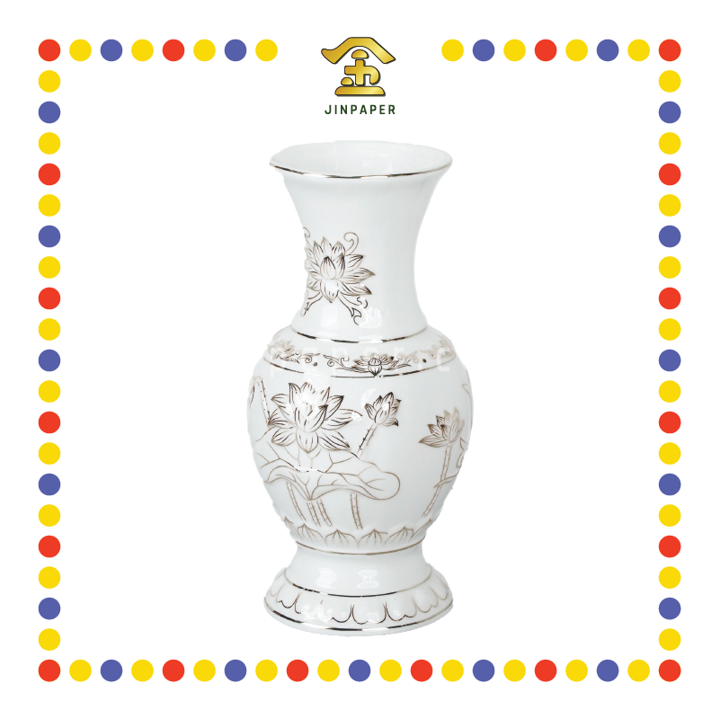 PRAYING VASE 10寸 浮雕莲花花瓶(白)
