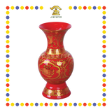 PRAYING VASE 10寸 旗红宝钱招财富贵花瓶