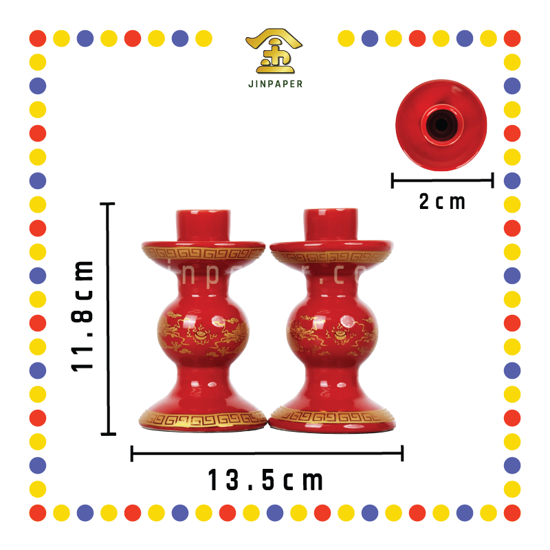 PRAYING CANDLESTICK 5寸【朱红/旗红】双龙双用烛台
